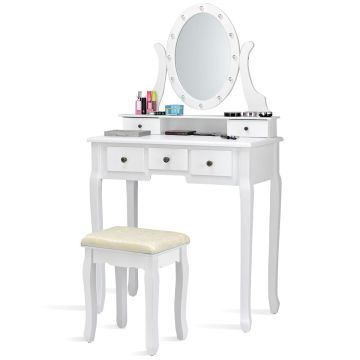 Vanity table, 3 drawers, White, 80.01 × 81.28 × 40.64 cm
