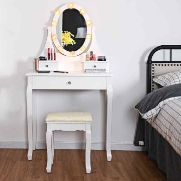 Vanity table, 3 drawers, White, 74.9 × 76.2 × 40.6 cm