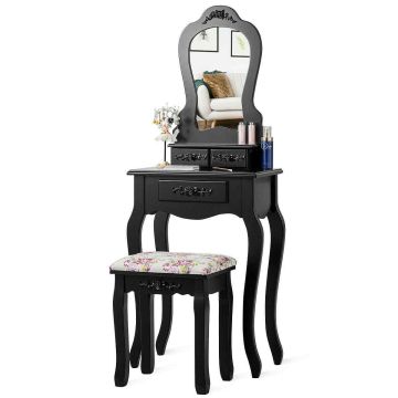 Vanity table, 3 drawers, Black, 50.8 × 135.9 × 30.5 cm