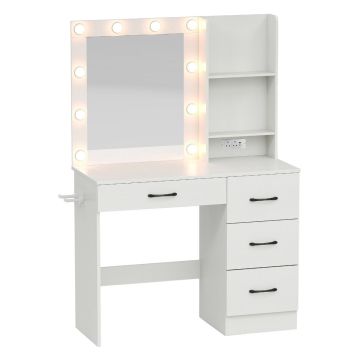 Vanity table, HD LED mirror, White, 94 × 138.5 × 40 cm