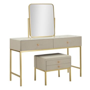 Kosmetinis staliukas Luxury, su veidrodžiu ir taburete, 120 × 75 × 45 cm