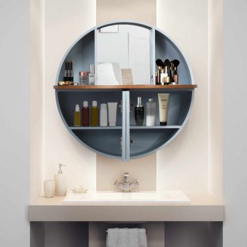 Vanity Table, Triple Mirror, Gray