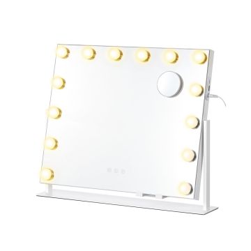 Kosmetinis veidrodėlis SONGMICS LWM001W02, 15 LED lempučių, 58 × 43 cm