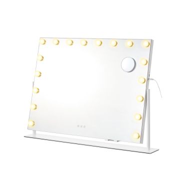 Kosmetinis veidrodis SONGMICS, 15 LED lempučių, 80 × 60 cm