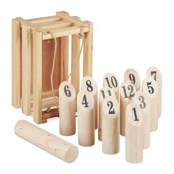 Kubb žaidimas Relaxdays 10036128.0, 13 dalių, Natūralios ir juodos spalvos, 28 × 18 × 18,5 cm