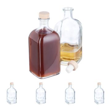 Kvadratiniai buteliai Relaxdays 10050536.0, 6 vnt., po 500 ml, 7,5 × 18 × 7,5 cm