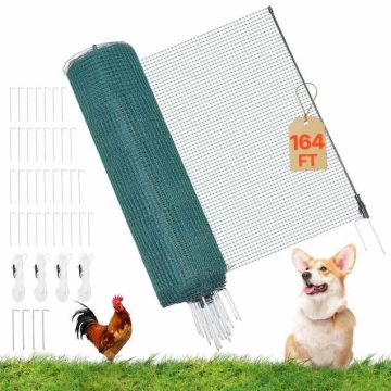 Temporary garden fence VEVOR AL-FN-0950, 17 posts, Green, 0.9 × 50 m