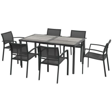 Outdoor furniture set, 1 table and 6 chairs, 150 × 87 × 72 cm