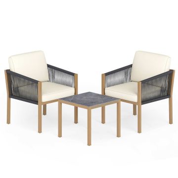 Outdoor furniture set, 2 chairs and table, Sand