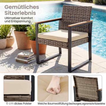 Outdoor furniture set, 3-piece, 2 chairs and table, Grey/sand