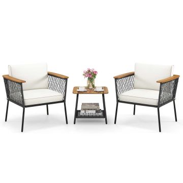 Outdoor furniture set, 3-piece, 2-seater, Grey/white