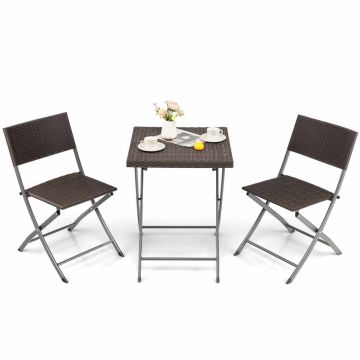 Outdoor furniture set, 3 pieces, black/brown