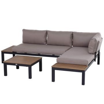 Outdoor furniture set, 3 pieces, grey, 164 × 74 × 69 cm