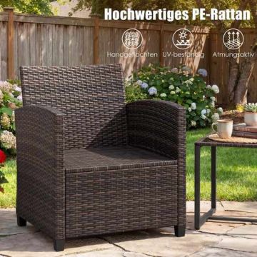 Outdoor furniture set, 3 pieces, Brown