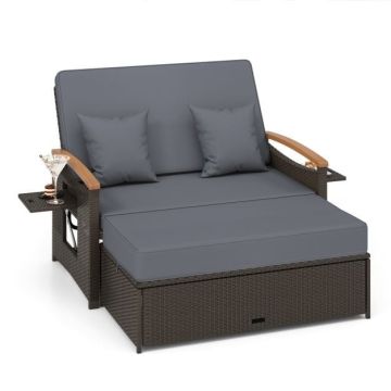 Outdoor furniture set, 3-in-1, 2-seater, 167 × 79–120 × 35/64/79/90 cm