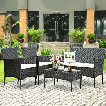 Outdoor furniture set, 4 pieces, White