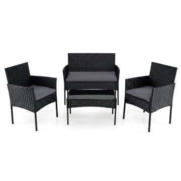 Outdoor furniture set, 4 pieces, two-seater armchair, 2 chairs and table