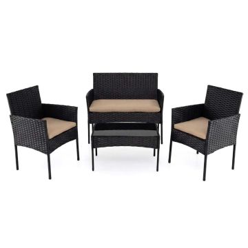 Lauko baldų komplektas, 4 dalių, fotelis, 2 kėdės ir stalas