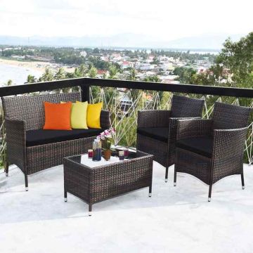 Outdoor furniture set, 4 pieces, Brown/Grey