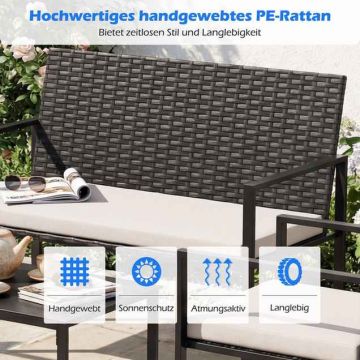 Outdoor Furniture Set, 4 Pieces, Beige