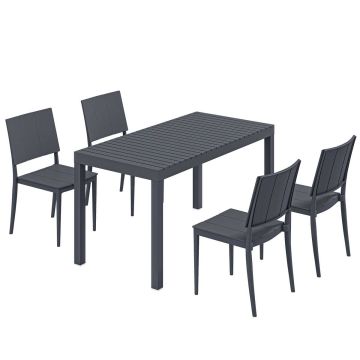 Комплект уличной мебели, 5 предметов, Серый, 141,5 × 74,5 × 70,5 см