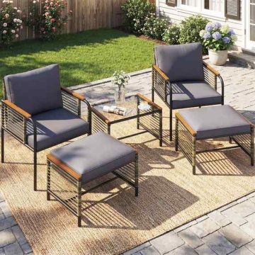 Outdoor furniture set, 5 pieces, Grey, 45 × 63 × 39 cm