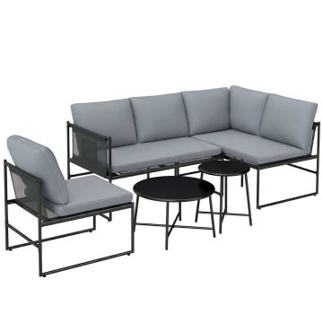 Outdoor furniture set, 5 pieces, Grey, 182 × 65 × 167 cm
