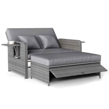 Outdoor furniture set, two-seater, 4 positions, Grey, 166/122 × 70–111 × 55–88 cm