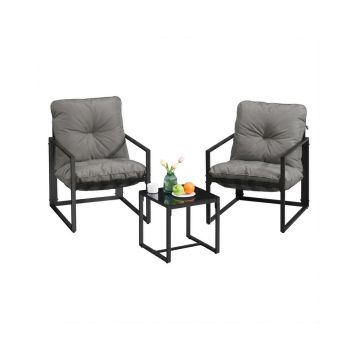 SONGMICS GGF039GZ01 outdoor furniture set, 2 chairs, 1 table and 1 bench
