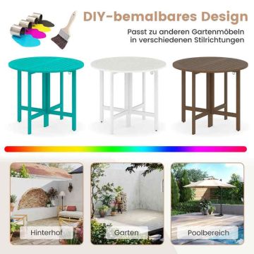 Outdoor furniture set, table and 4 benches, Ø 90 × 75 cm