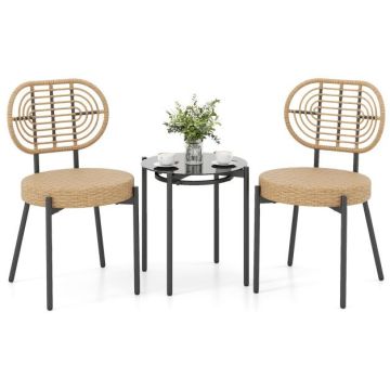 Outdoor bistro furniture set, 3 pieces, Black/brown