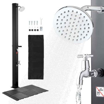 Уличный душ VEVOR LY35L09-F, 35 л, с основанием, Чёрный, 400 × 255 × 2160 мм