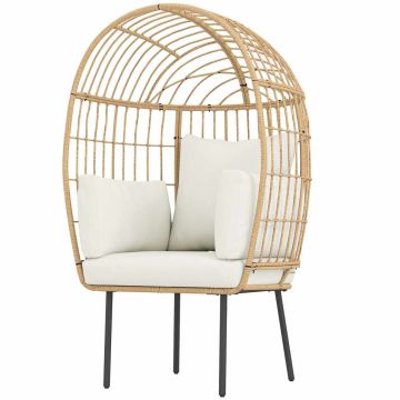 Outdoor armchair, egg-shaped, Beige, 95 × 80 × 155 cm