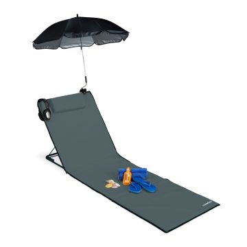 Lauko gultas Relaxdays, 3 padėtys, Pilka/juoda, 60 × 197 × 6 cm