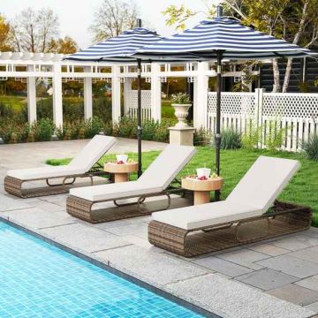 Outdoor lounger set, 2 pcs., 7 positions, 185 × 65 × 26–86 cm