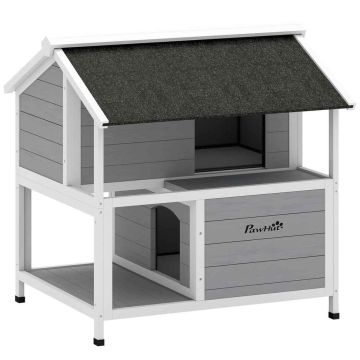 Outdoor cat house, two-story, 80 × 93.2 × 95.2 cm