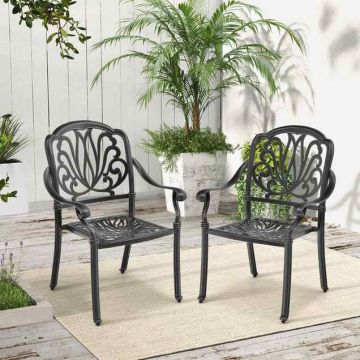 Outdoor chairs, 2 pcs, Black, 66 × 93 × 62 cm