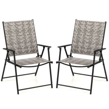 Outdoor chairs, 2 pcs. with armrests, Grey, 66 × 89 × 60 cm