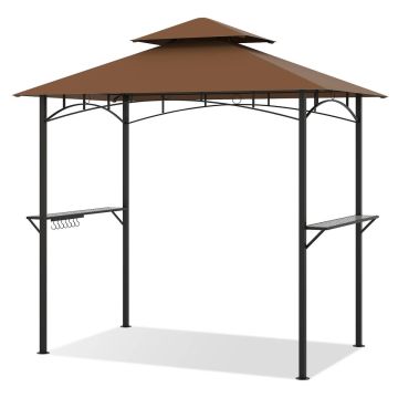 Outdoor BBQ Gazebo, 2 Shelves, 7 Hooks, 8 × 8.4 × 5 ft