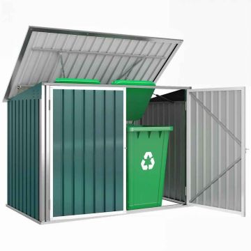 Outdoor container storage unit, for two waste bins, 179.5 × 129.5/113 × 108 cm
