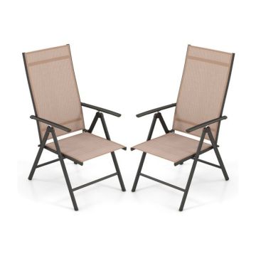 Outdoor chairs, 2 pcs., 7 positions, Brown, 75.5–107.5 × 52 × 108–82 cm