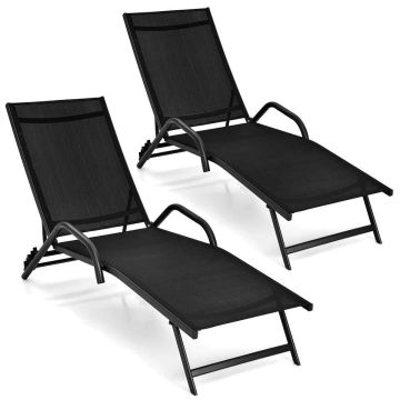 Lauko krėslas, reguliuojamas, 5 padėčių, Juodas