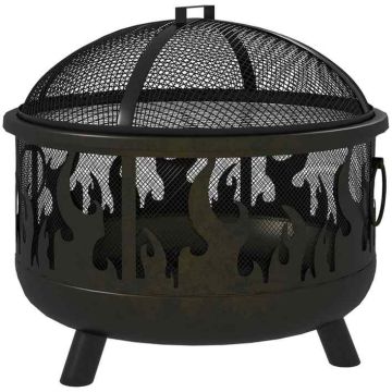 Lauko laužavietė ir kepsninė 2 viename, Ø61 cm, juoda