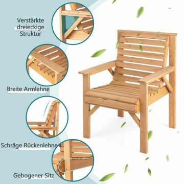 Outdoor wooden chair with curved backrest, solid spruce