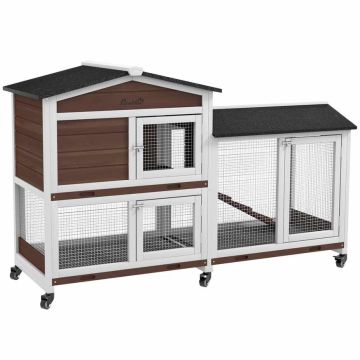 Outdoor cage for small animals, 2 levels, Brown/black, 157.4 × 99.5 × 53 cm