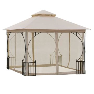 Lauko pavėsinė Outsunny 295x295x275cm., smėlio/juodos spalvos