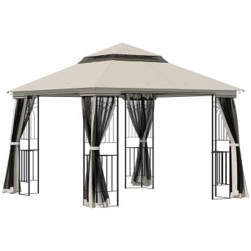 Lauko pavėsinė Outsunny 299x299x274cm., smėlio/juodos spalvos