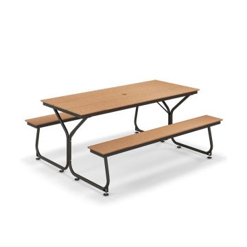 Outdoor Picnic Table and Bench Set, 6-8 Seater, 72 × 59 × 30 inches