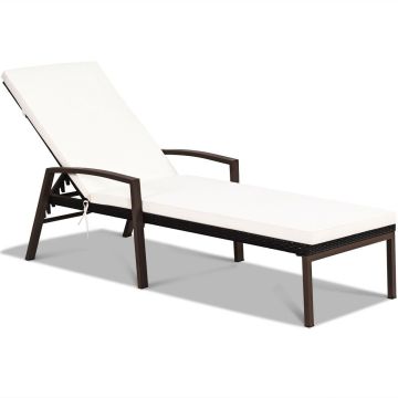 Outdoor Lounge Chair, Adjustable, 5-Position, 76 × 24 × 14–38 inches
