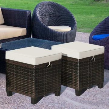 Outdoor pouf set, 2 pcs, 40.64 × 45.72 × 40.64 cm